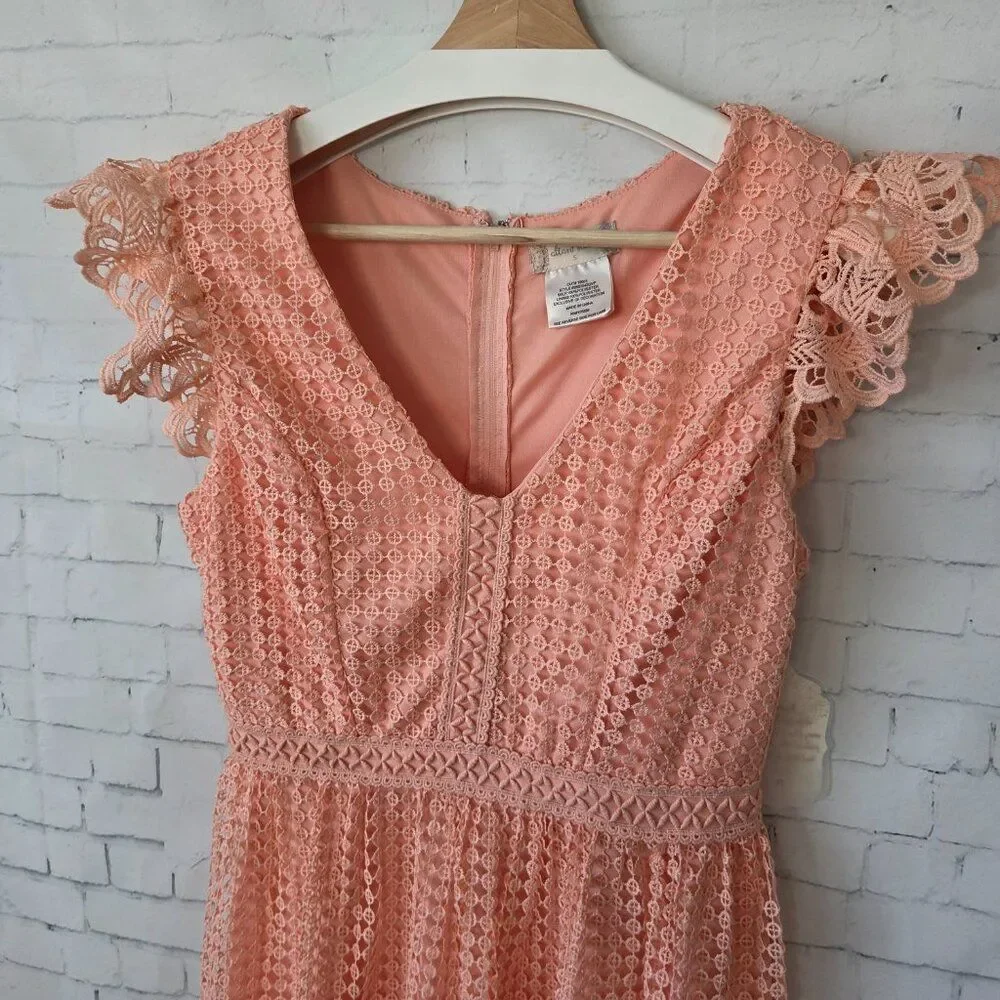 Altar'd State Coral Peach Lace Crochet Dress Size S NEW Party Princess Peach